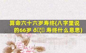 算命六十六岁寿终(八字里说的66岁 🦅 寿终什么意思)
